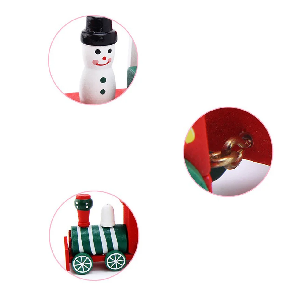 Treno in legno per bambini di Natale Mini albero di Natale Decor Ornamento in legno naturale Regalo Decorazione per feste Treno in legno