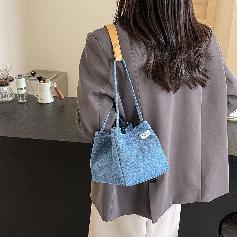 Denim Women\'s Bag 2024 New Jeans Messenger Bag Y2K Eco Bag Korean Shoulder Bag Shopping Designer Handbag Quilted Bucket Bag Tote