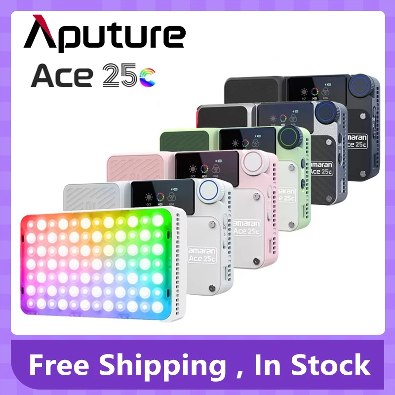 Ace 25c Full Color Compact LED Mini On-camera Light 2300K-10000K One-second setup with the Amaran Ace Lock by Aputure