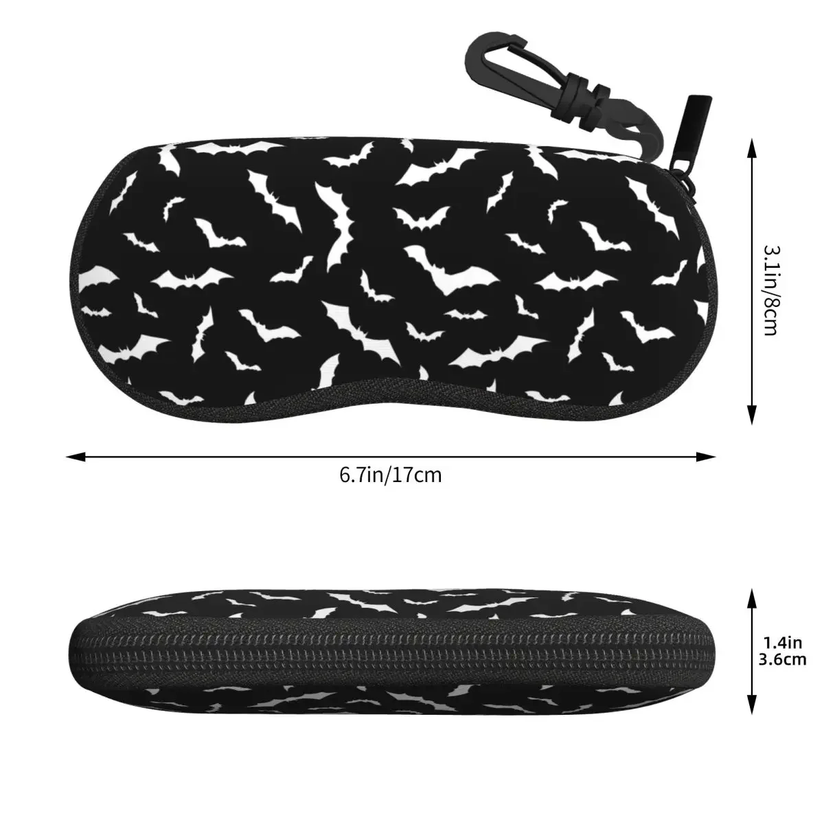 Custom Halloween Bat Sunglasses Soft Case Neoprene Zipper Shell Eyeglass Case Protective Box For Glasses