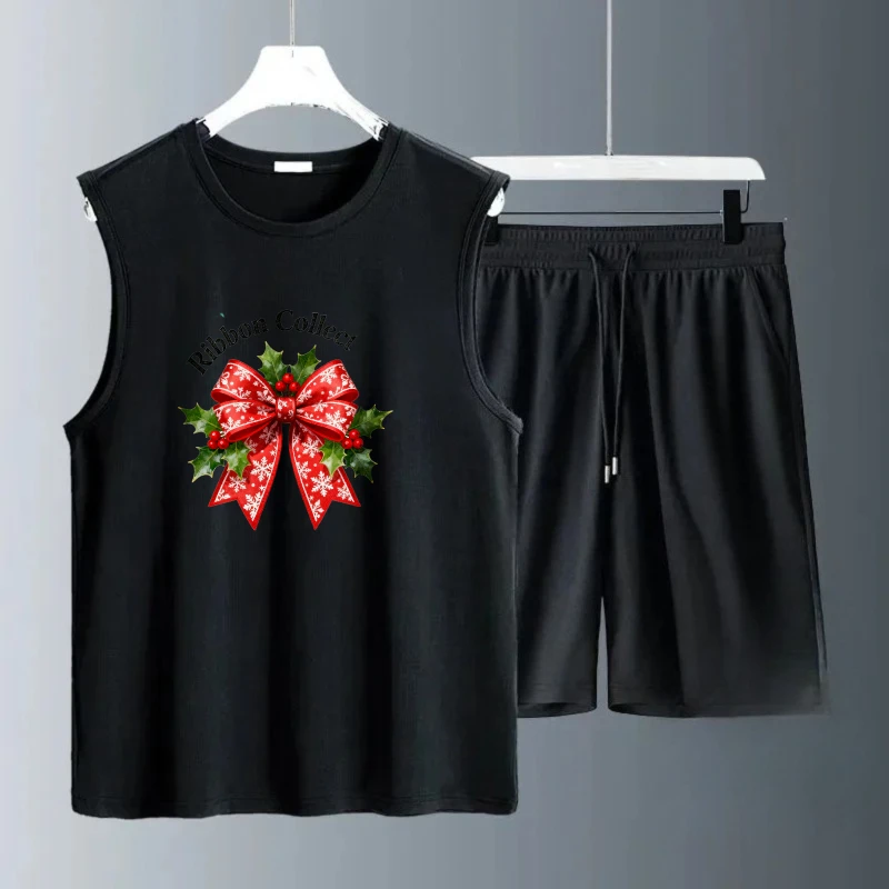 أطقم علوية بدون أكمام للرجال بأكمام قصيرة + شورت طقم بدلة تدريب للرجال Summe بدلة بوليستر قابلة للتنفس للرجال #3