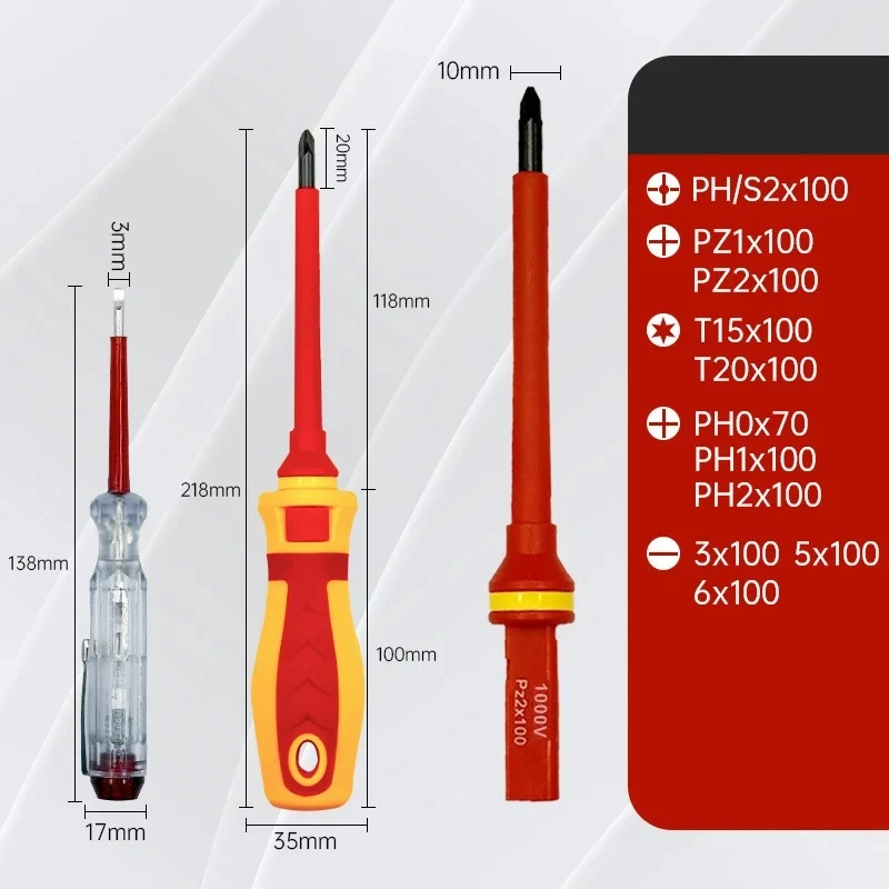 13 in 1 Electrician Screwdriver Set Phillips Slotted Torx Professional 1000V Insulated CRV Magnetic Screw Driver Changeable Bit