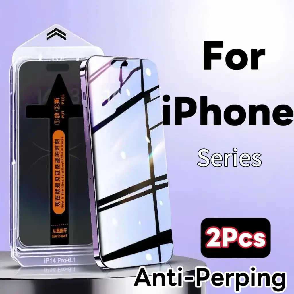2Pcs For iPhone 17/17/16/15/14/13/XS/XR/PRO/MAX Anti-peeping Tempered Glass Screen Protector