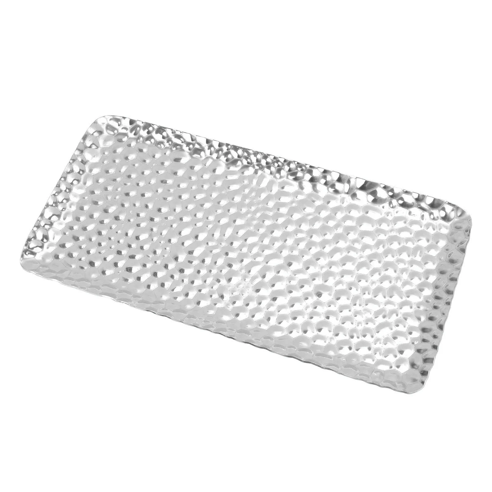 Hammered Tray Exquisite Odorless Stainless Steel Serving Tray for Living Room Bedroom Kitchen Bathroom 19.5x9.5cm