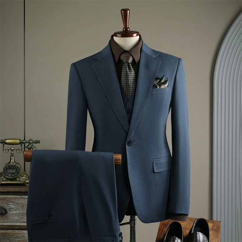 022/6640 Fashion striped suit men's slim fit business wedding groom groomsman gown