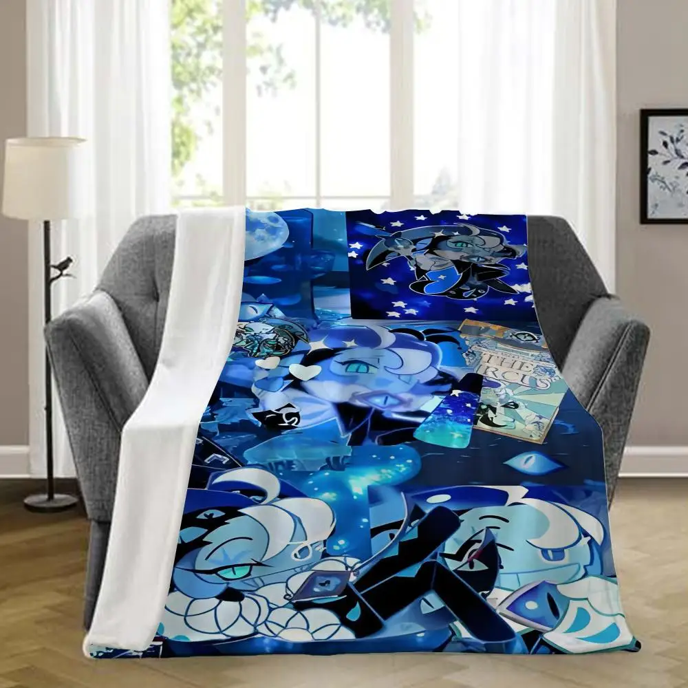 Shadow Milk Cookie Throw Blanket, Cookie Run Kingdom Blue Collage Anime Flannel Blanket Throw Blanket Aesthetic Portable Home Tr