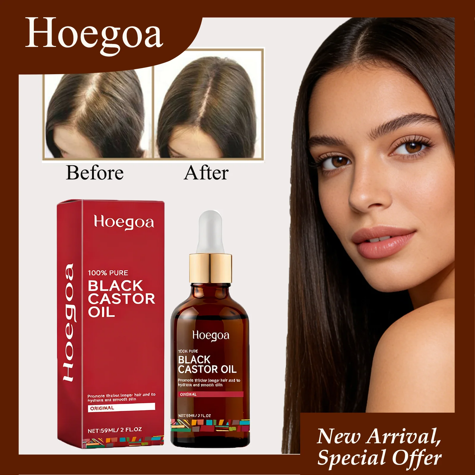 HOEGOA 59mL Black Castor Oil Effectively Moisturizes The Scalp Stimulate Hair Growth Mild And Safe Ingredients Hair Growth Oil