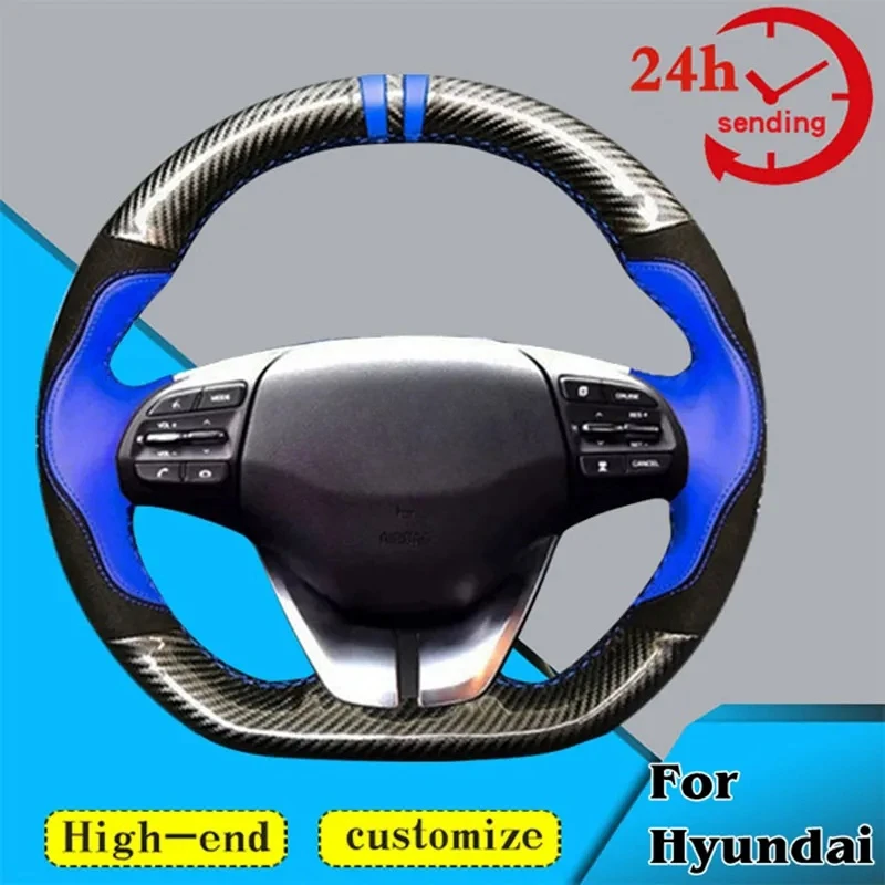 

Custom Car Steering Wheel Braid Cover Soft 100% Fit For Hyundai Elantra 4 Ioniq 2016 2017 2018 2019 Auto Interior Car Products