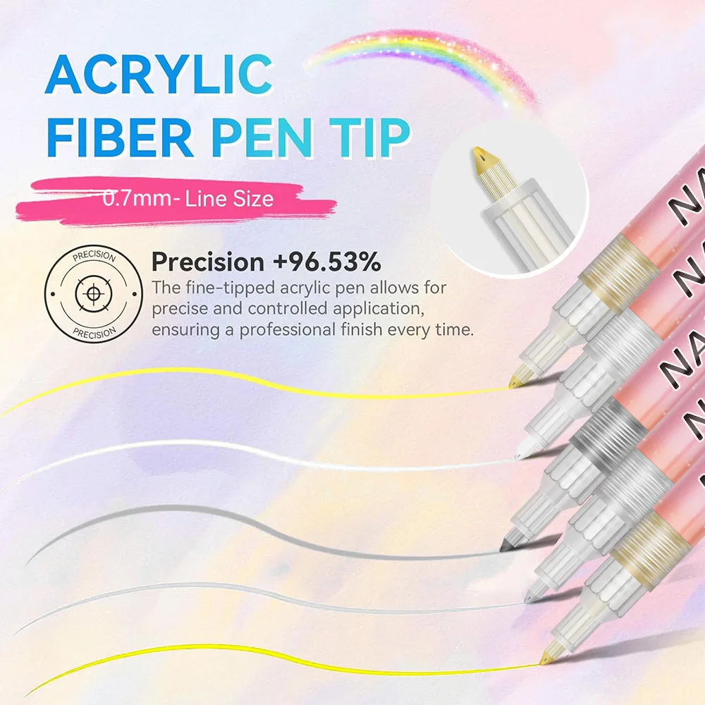 12Pcs/Set Colourful Waterproof Nail Art Graffiti Pen DIY 3D Nail Marker Drawing Pen Abstract Line Manicure Tool Painting Liner