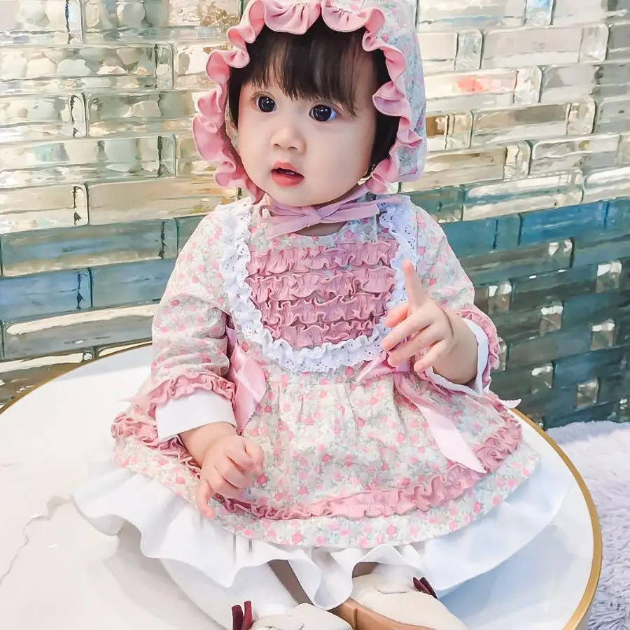 Girls\' Princess Dresses Little Princesses Children\'s 2024 Spring Lolita Clothing Stylish Baby Girls\' Clothing floral lace