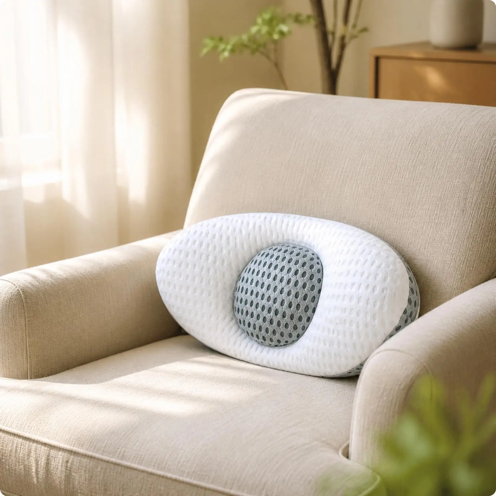 Memory Foam Cushion Ergonomic Support Cushion Supportive Lower Back Pillow for Home Relaxation, Bed Lounging, Reading