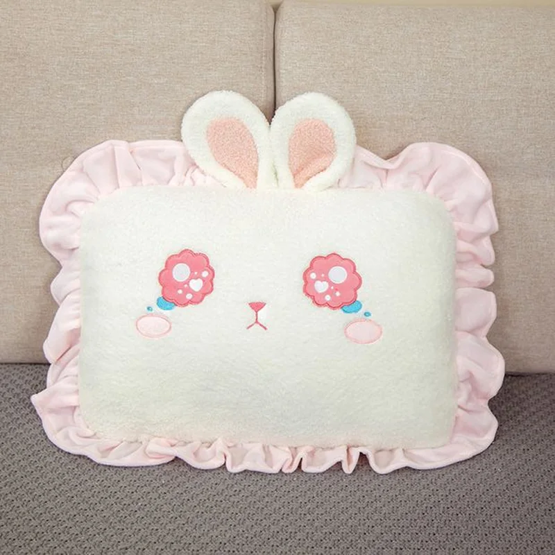 ABDL Soft Adult Baby Comforting Bunny Throw Pillow Stuffed Cartoon Cute Ruffled Lolita Rabbits Leg Pillow Nap Pillow Pad