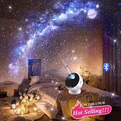 Meteor LED Star Galaxy proiettore luci notturne altoparlante Bluetooth planetario cielo stellato proiettore lampada da notte bambini Gift Room Decor