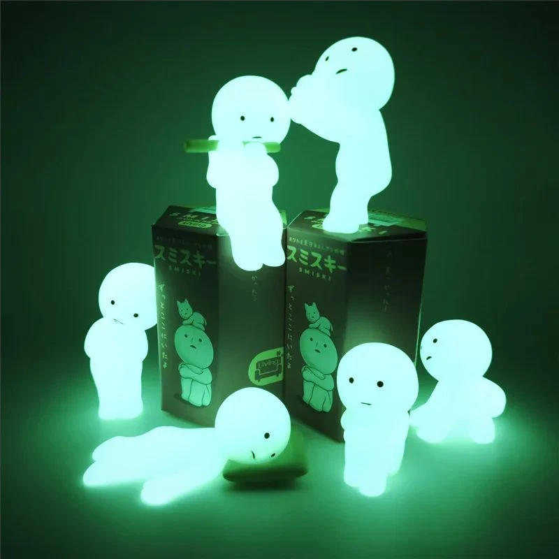 Random 1Pcs SMISKI Series Glow In the Dark Green Doll Blind Box Action Figures Decoration Model Toy Fans Children Christmas Gift