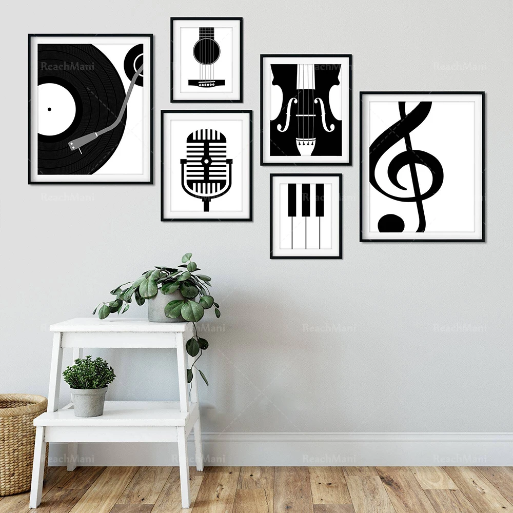 

Musical instruments, gift ideas for audiophiles, note canvas painting modern wall art living room home decor, minimalism