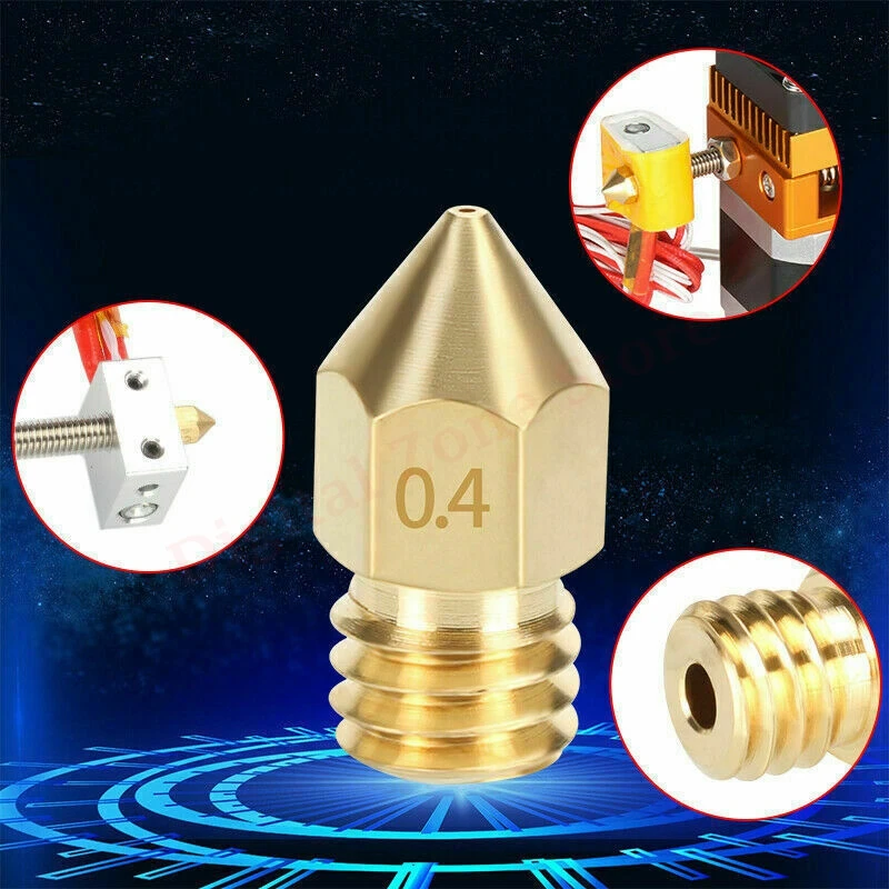 10PCS 0.4mm MK8 Extruder 3D Printer Brass Nozzle M6 Thread for Creality CR-10 Ender 3/5, Tevo Tornado - Image 5