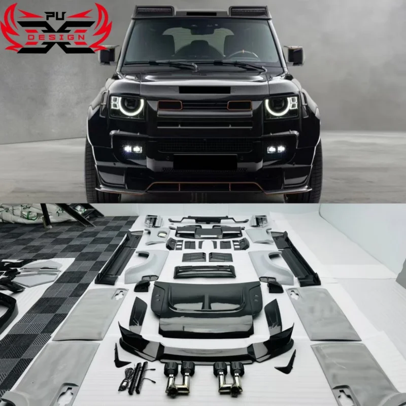 

MSY Style сухое углеродное волокно для Land Rover Defender 90, передняя губа, задний диффузор, задний спойлер, спойлер на крыло, боковая юбка, комплекты кузова