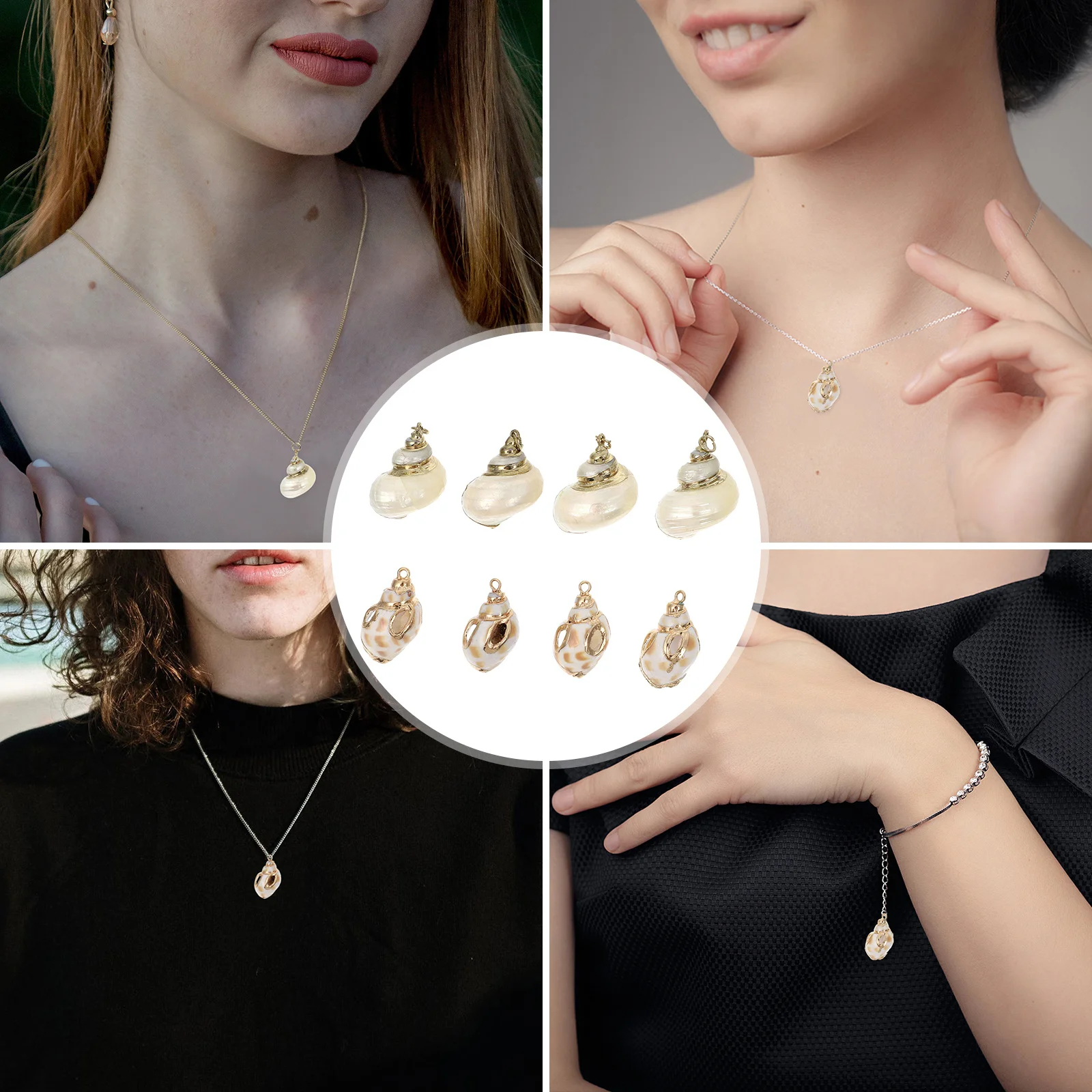 

8Pcs Shell Ornament Set for Headdress Earrings Necklace Unique DIY Costume Accessories Necklace Pendant Hanging Pendant