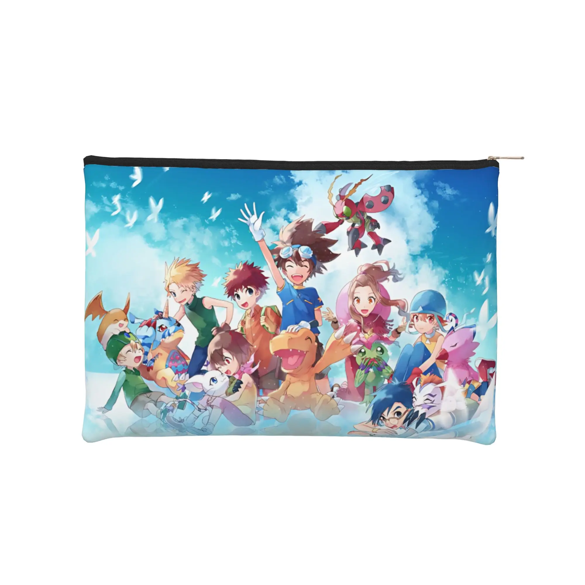 anime Lightweight Cute pouch Digital Monster Makeup Bag  Toiletry Bag with Zipper Travel Cosmetic Pouch