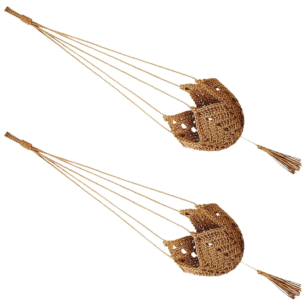 

2Pcs Macrame Hanging Plant Holders Rustic Woven Plant Hangers Indoor Outdoor Ceiling Flower Pot Holders Hanging Pot Holder
