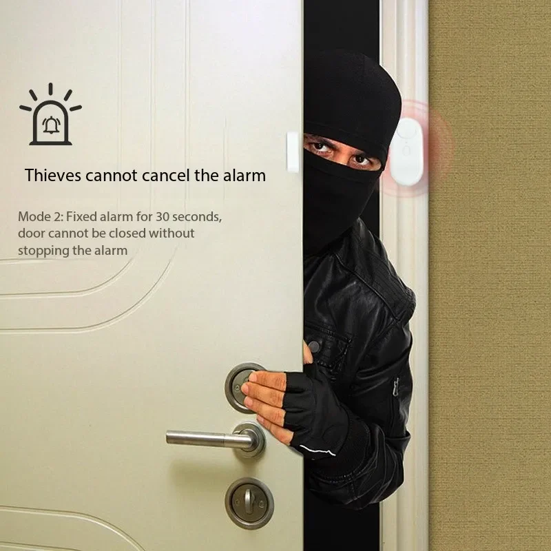 0-120 ديسيبل صوت 2 في 1 اهتزاز وإنذار مفتوح للباب والنافذة مع حساسية اهتزاز 5 مستويات، بطارية AAA وجهاز تحكم عن بعد