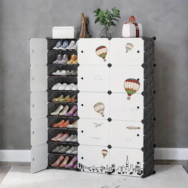 8-Story Shoe Rack Organizer with Dust-Proof Cover & Stickers - Shoe Storage Solution