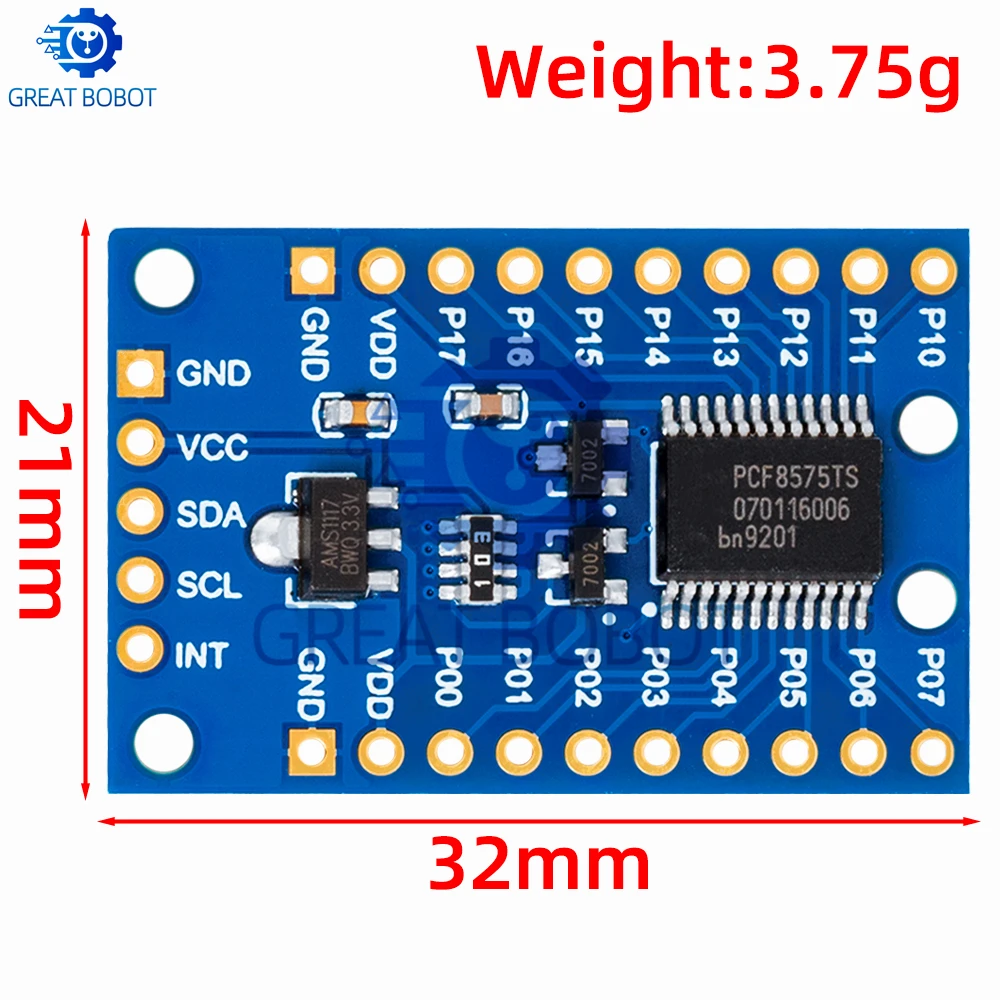 1PCS  PCF8575 IO Expander Module - I2C to 16IO Conversion, for Arduino
