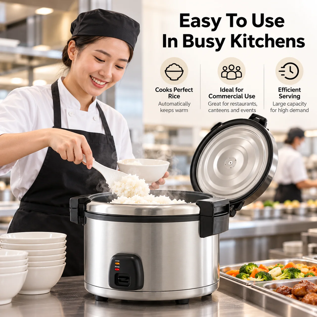 AOLIVIYA Commercial Rice Cooker 13L Large Capacity Electric Rice Warmer Nonstick Stainless Steel Cooking Pot For Restaurant
