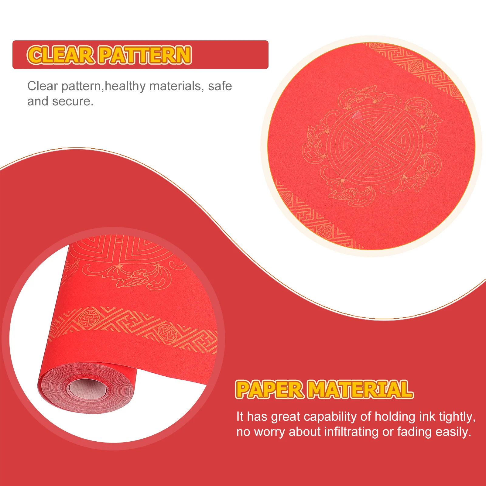 

1 Roll Thickened Red Xuan Paper Calligraphy Paper Roll for Festival Couplets Blank Scroll Spring New Year Decor