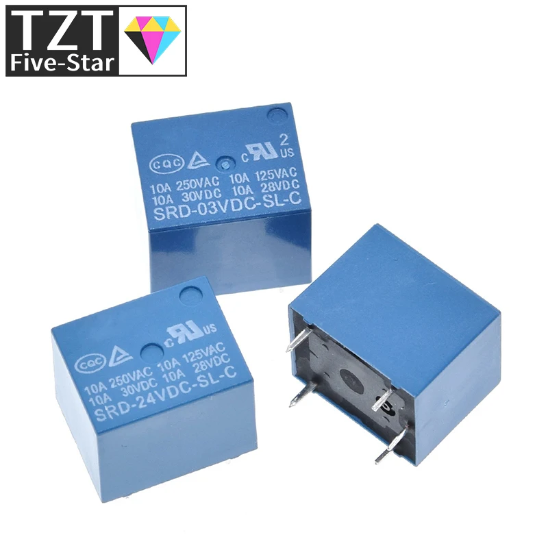 Relays SRD-03VDC-SL-C SRD-05VDC-SL-C SRD-06VDC-SL-C SRD-09VDC-SL-C SRD-12VDC-SL-C 3V 5V 6V 9V 12V 24V 48V 10A 250VAC 5PIN