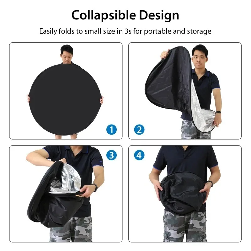 5 Color in 1 Photography Reflector Board 60cm / 80cm / 110cm Folding Photo Studio Reflector Disc