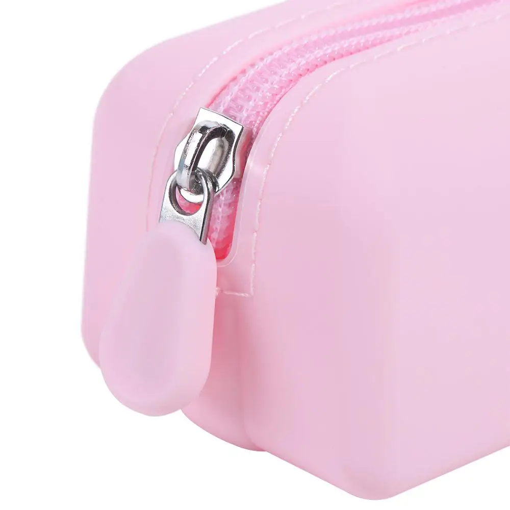 Durable Silicone Pen Bag Large Capacity with Zipper Pencil Case Waterproof Multi-function Cosmetics Storage Bag Stationery
