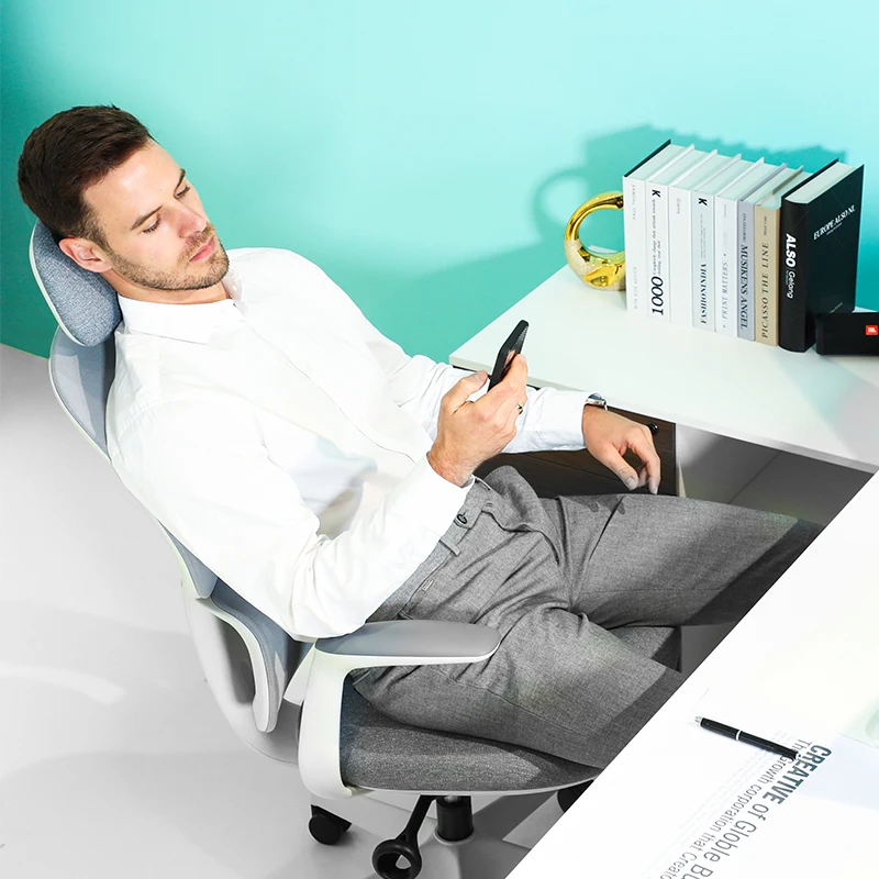 Moderne ergonomische directiestoel Echt lederen bureaustoel Fauteuil met voetsteun en armleuning