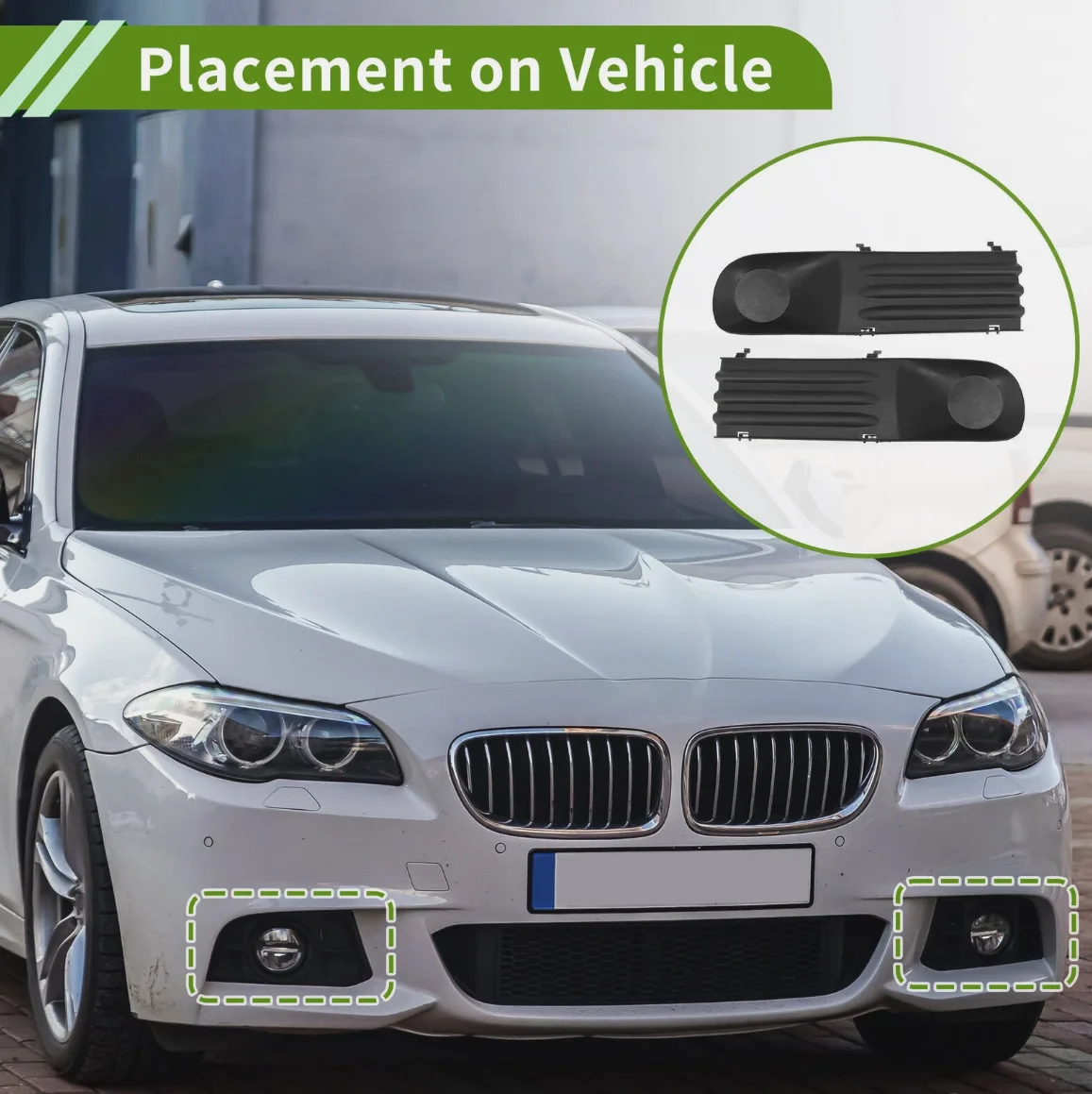 

OEM 7H0807489C, 7H0807490C Накладки на противотуманные фары, решетка бампера, черные, левая и правая стороны, для Volkswagen T5 (03-09)