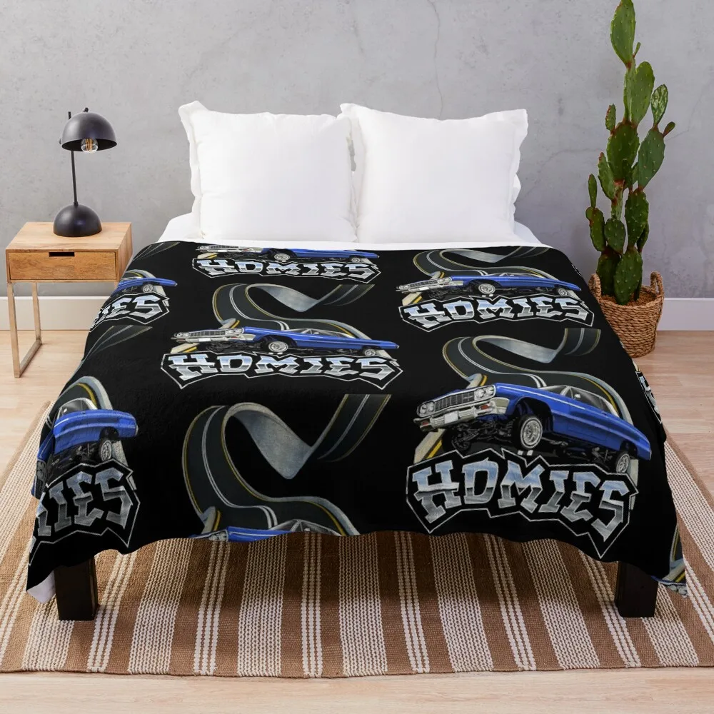 Lowrider 90s Homies Old School Chicano Throw Blanket Decorative Sofa Flannel Fabric Warm Furry Blankets