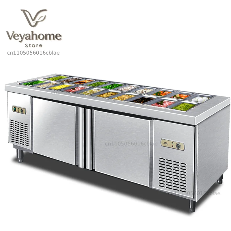 Commercial pizza Salad Fruit Display Table Top Preparation Counter Fridge Freezer Cold Salad Bar Chiller Refrigerator