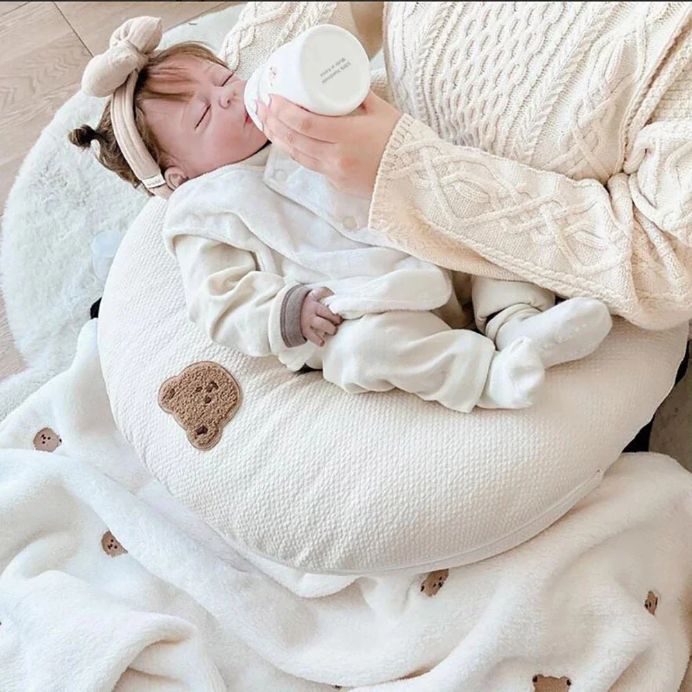 Kid Cute Pillow Moon Shape Detachable Sleeping Children'S Headrest For Newborn Baby Bear Design Decorative Breastfeeding Pillow