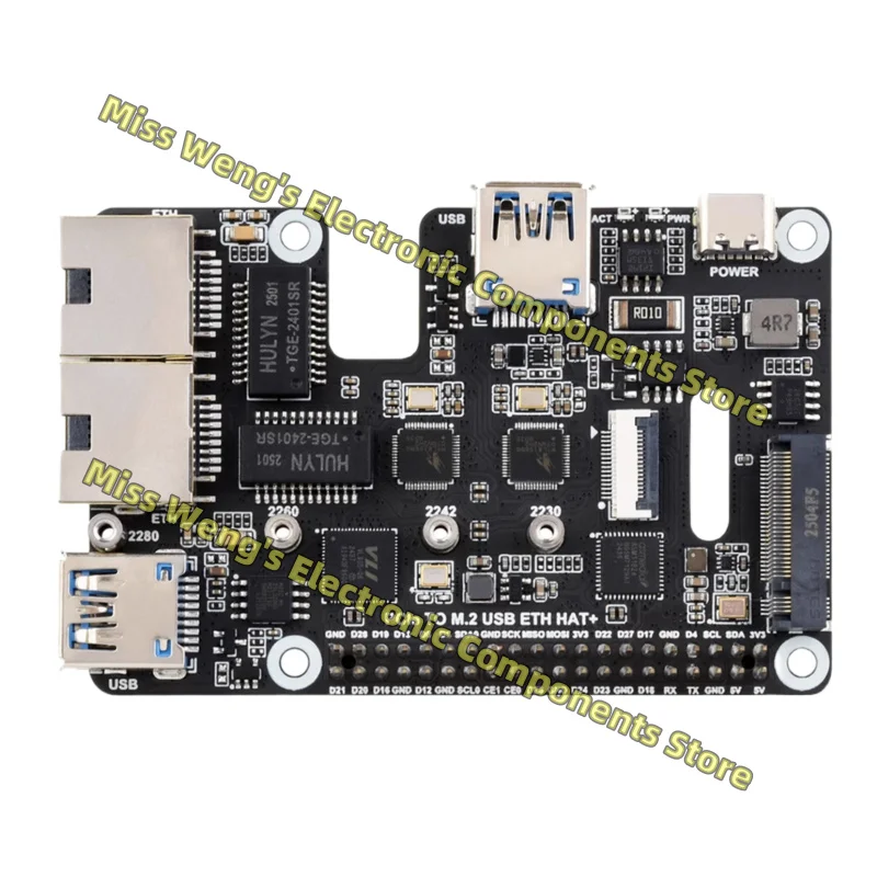 PCIe TO M.2 USB ETH HAT+ , Expansion board PCIe to USB3.0 Ethernet port M.2 interface NVMe solid-state drive expansion