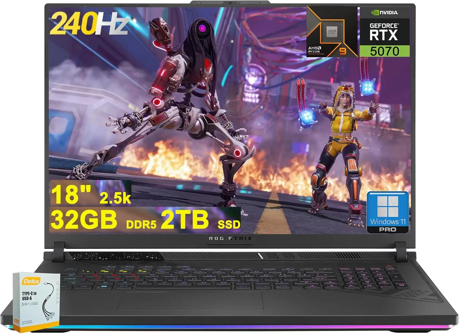

Игровой ноутбук ASUS ROG Strix G18 G814 | 18 дюймов, 2560x1600, 240 Гц, 100% DCI-P3 | AMD 16-ядерный процессор Ryzen 9 9955HX | 32 ГБ DDR5