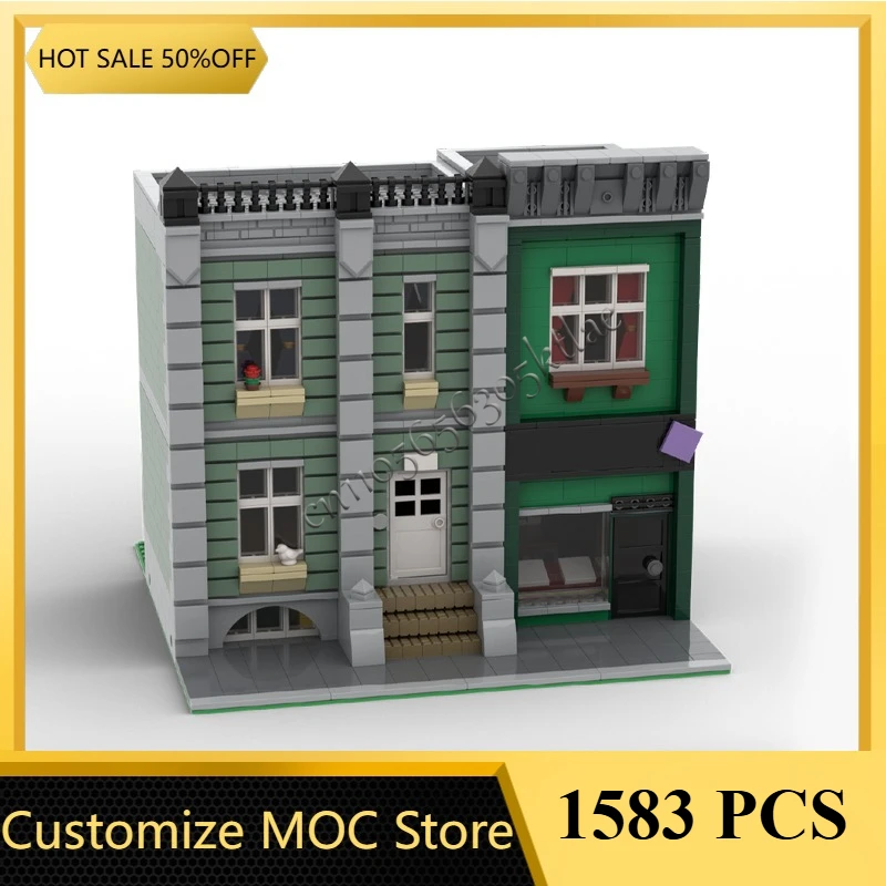 1853 ELEMENTY MOC Personalizowany Średniowieczny Architektura Luksusowy Komiksowy Sklep z Książkami Modułowe Klocki Model Zestaw do Składania dla Dzieci Prezent na Boże Narodzenie