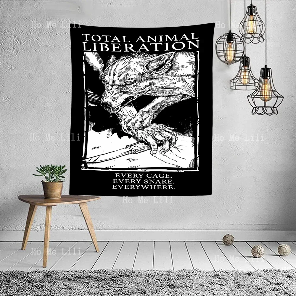 Total Animal Liberation Vegan Animal Rights Punk Retro Tapestry Wall Hanging Decor For Bedroom Living Room Dorm