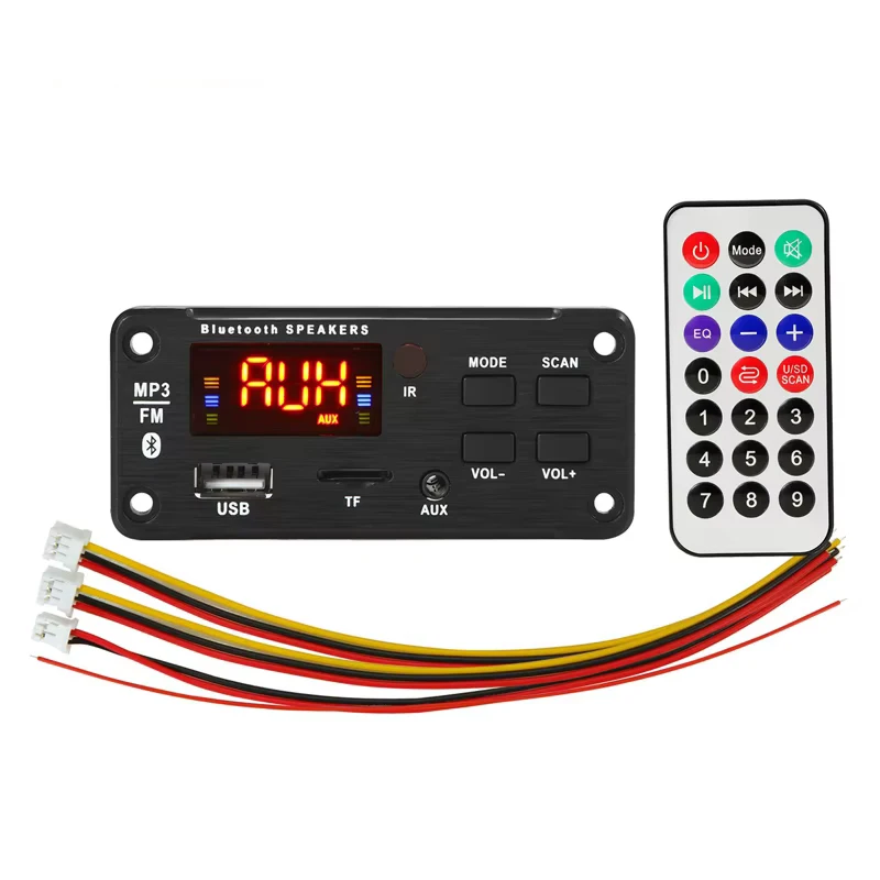 Amplificador de Audio para coche, módulo de Radio FM USB TF, Bluetooth, 12V, MP3, WMA, placa decodificadora, reproductor de MP3 con Control remoto, 2x25W, 50W