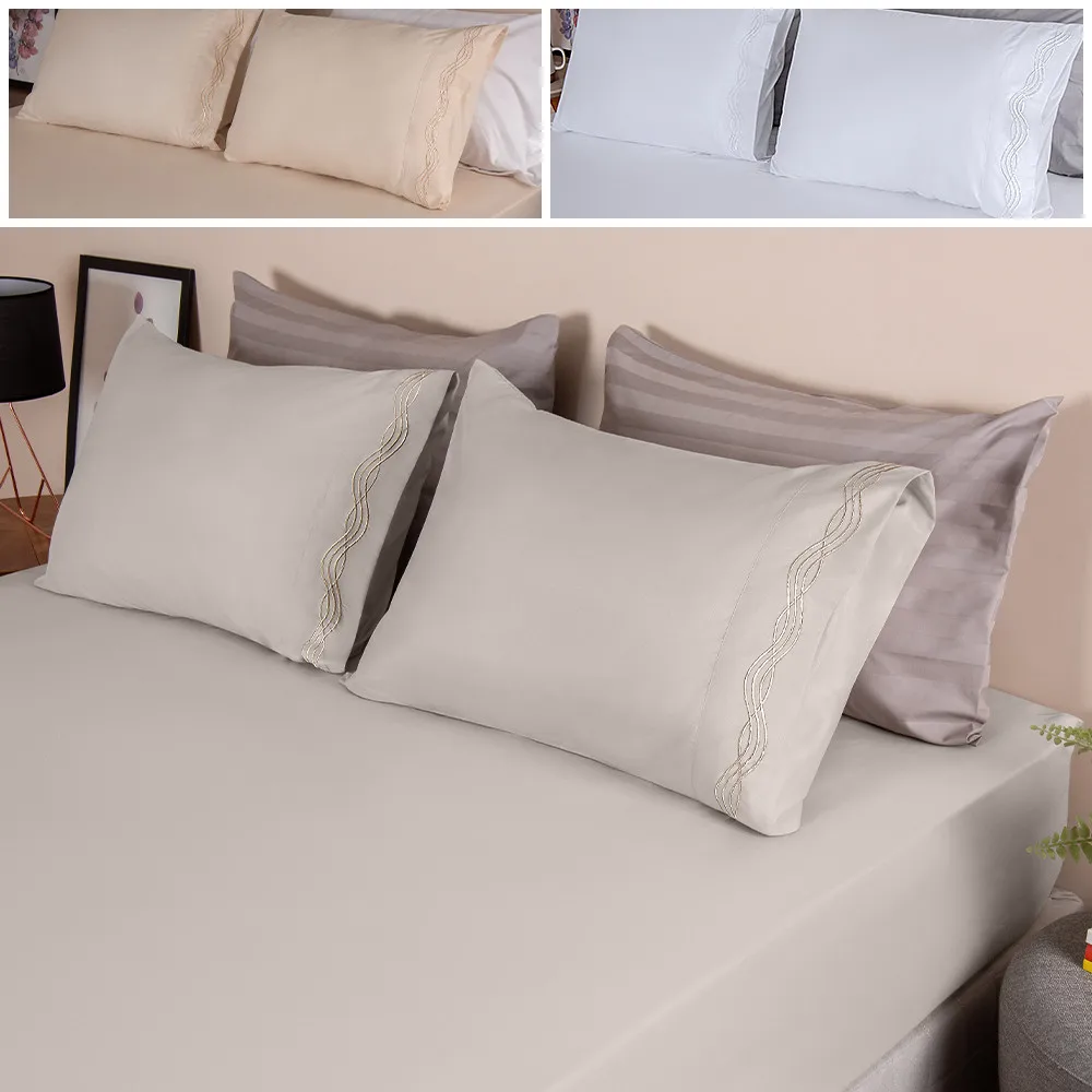 Queen Bed Set 3 Pieces Micro Percal 300 Yarn Embroidery White-BF Mattrees