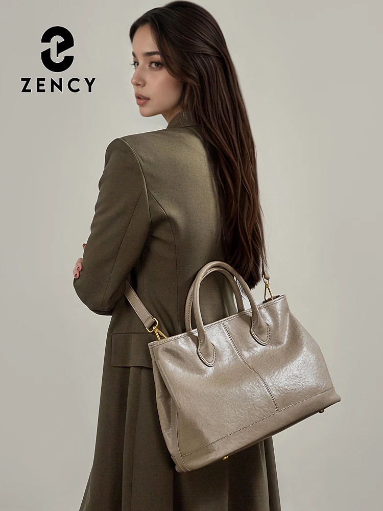 Zency Women Handbags Genuine Leather Large Capacity Top-handle Bag Versatile Shoulder Tote