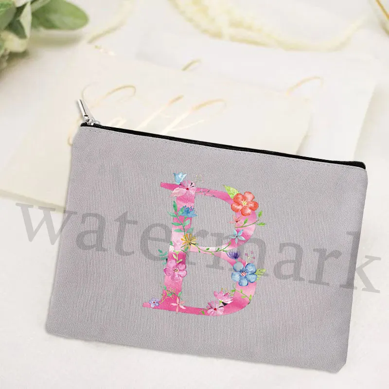 Letter MakeUp Bag Cosmetic Bag Toiletries Organizer Wash Storage Pouch Wedding Party Bride Teacher Gifts Makeup Case Organizer