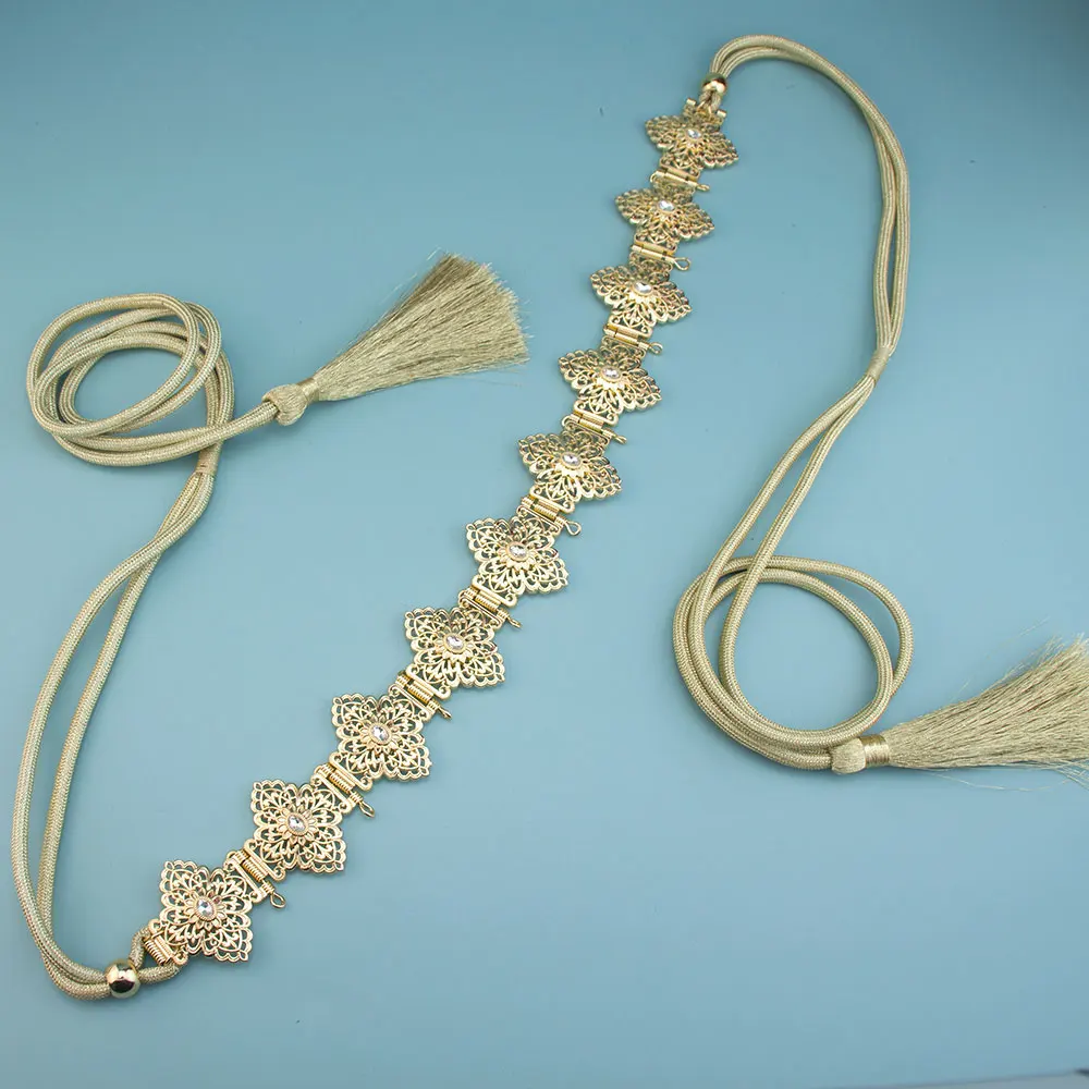 Hand Rope Chain Moroccan Caftan Belt Metal Wedding Belt For Women Adjustable Length Arabic Bridal Bijoux