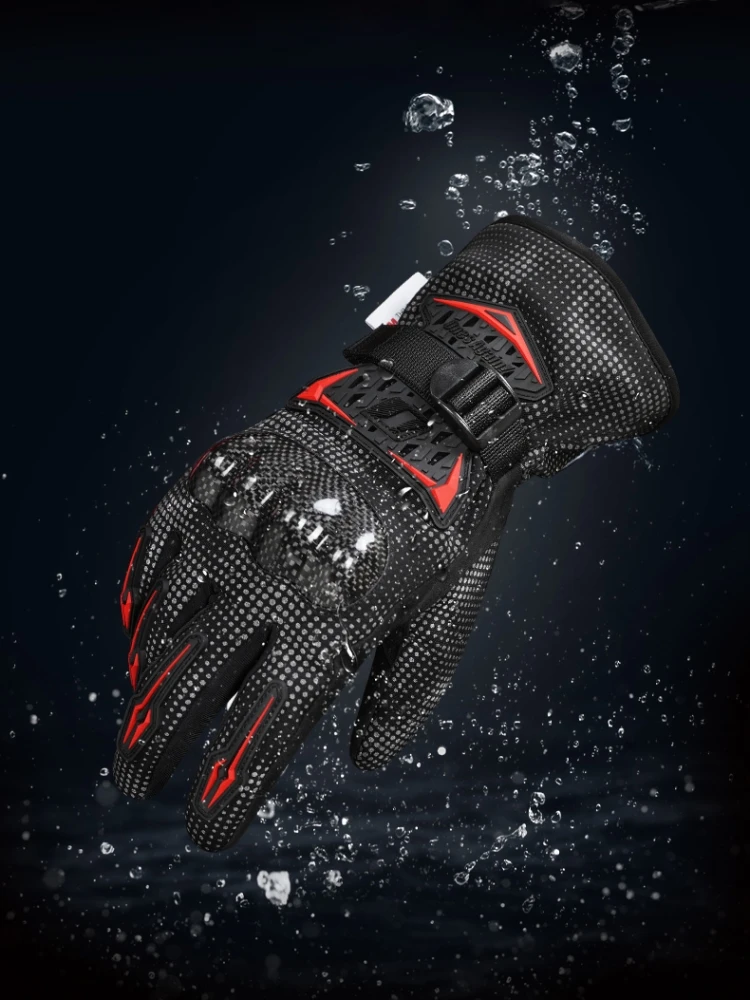 Ones Again Reflective Winter Motorcycle Gloves Waterproof Windproof Thermal Soft Lined Full Finger Ski Riding Gear for Men