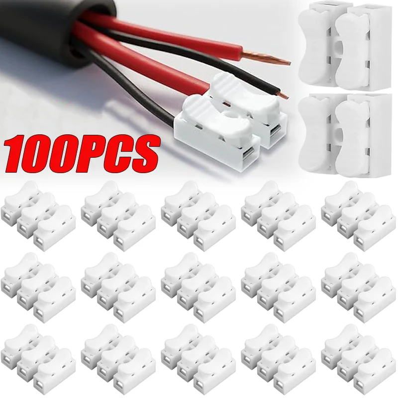 10/100PCS Spring Wire Quick Connector Electrical Crimp Terminals Block Splice Cable Clamp Led Strip White Wiring Connectors