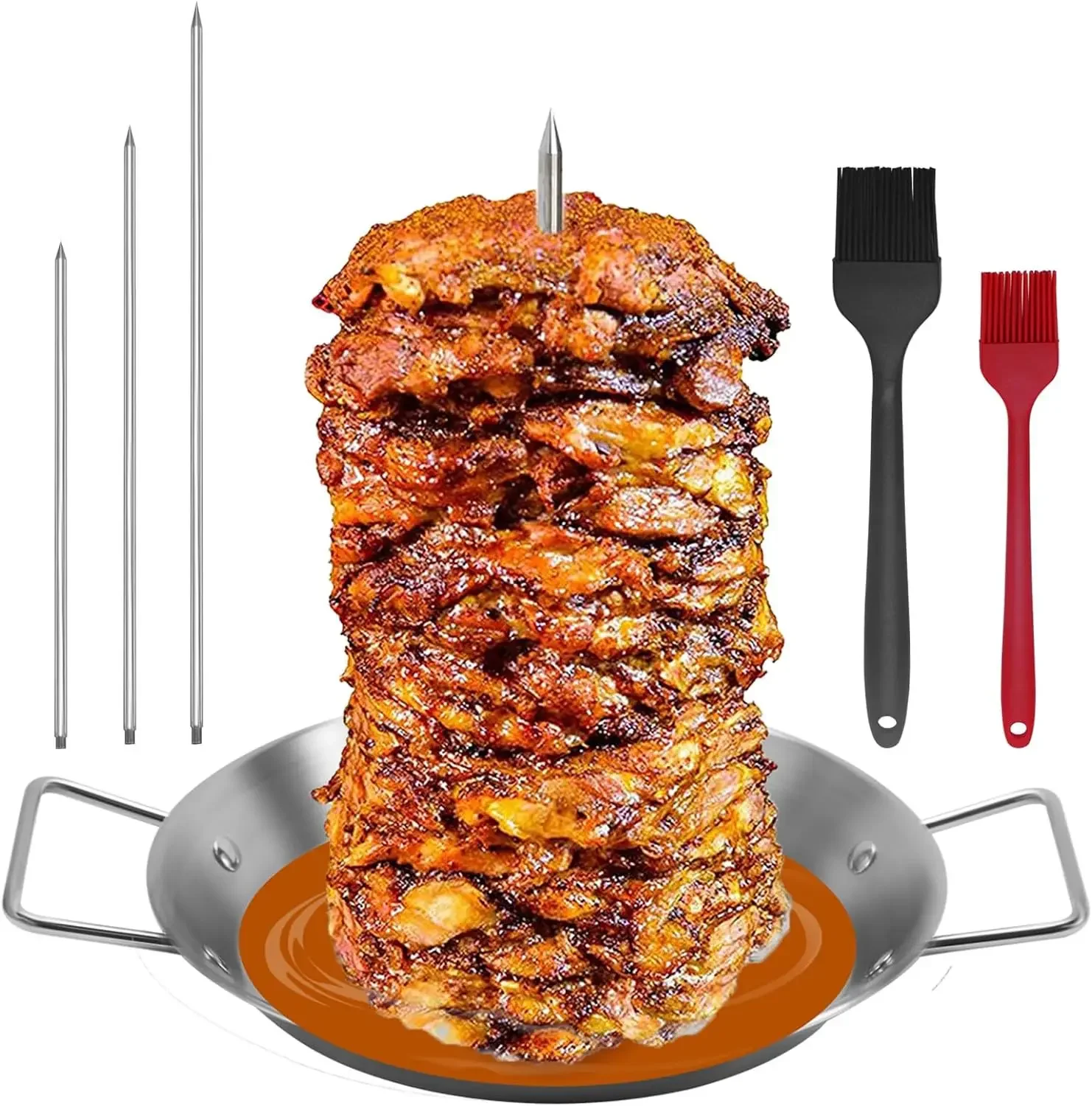 

2024 New Vertical Skewer Stainless Steel Vertical Skewer Grill 8/10/12 Inch Removable Spikes Vertical Barbecue Rack Skewer Stand