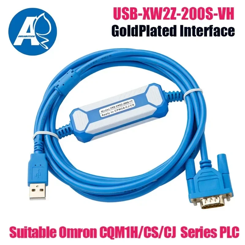 ترقية PLC كابل برجمة USB-XW2Z-200S-VH لسلسلة Omron CQM1H/CPM2C USB إلى RS232 لـ CQM1/cm2a/cs مطلية بالذهب